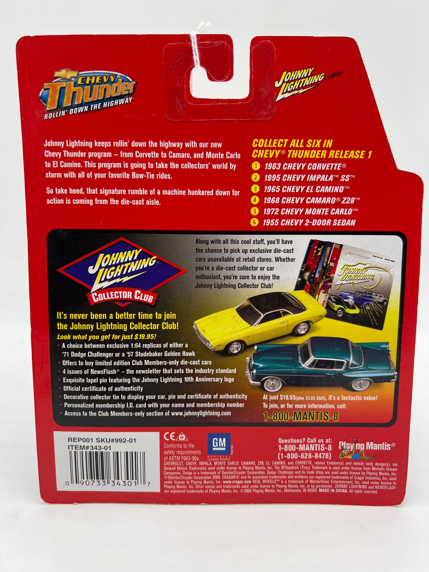 Johnny Lightning White Lightning Chase Chevy Thunder #6 1955 Chevy 2-Door Sedan Red