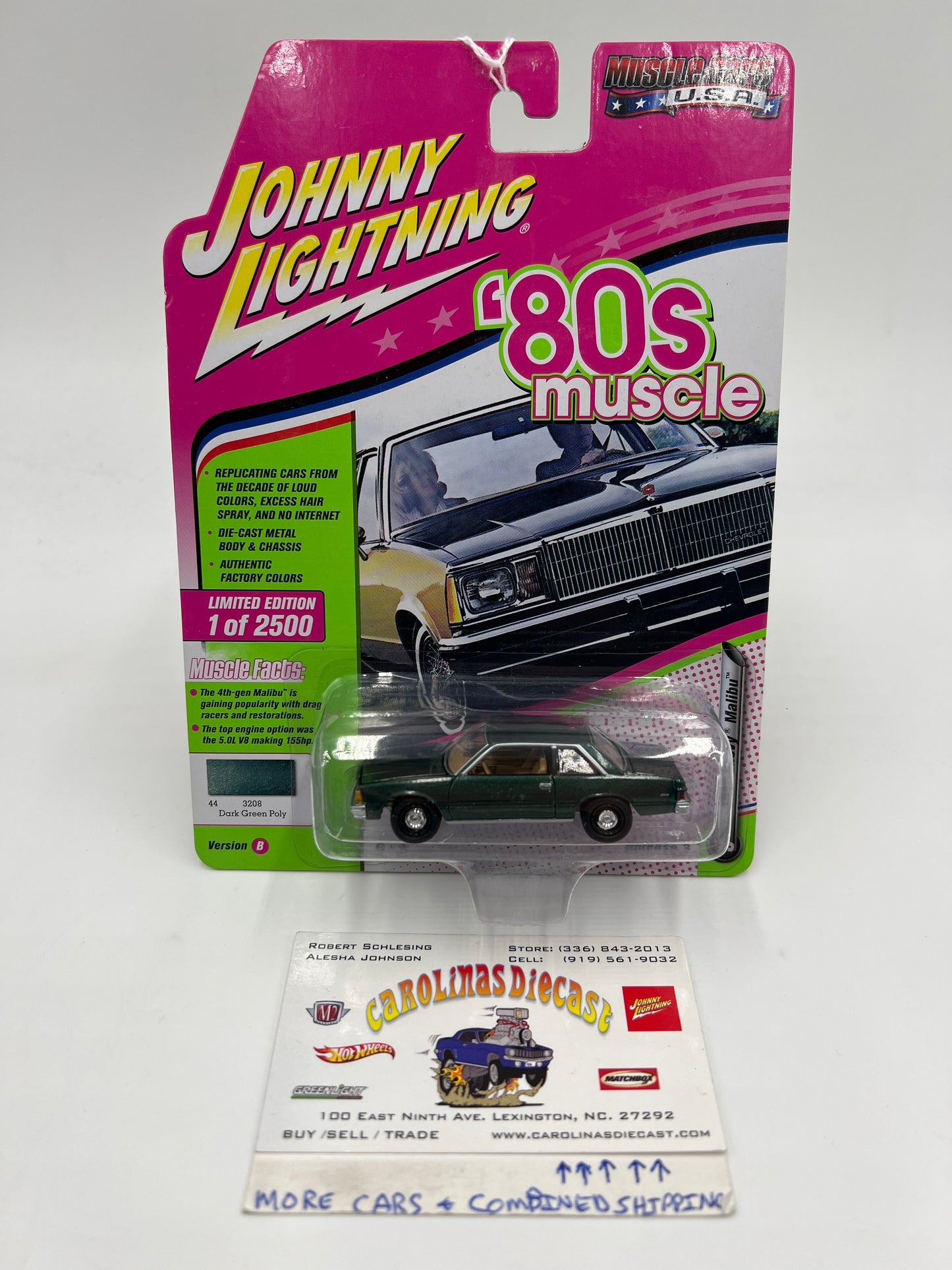 Johnny Lightning 80s Muscle Release 3 Version B 1/2500 1980 Chevy Malibu Green #1