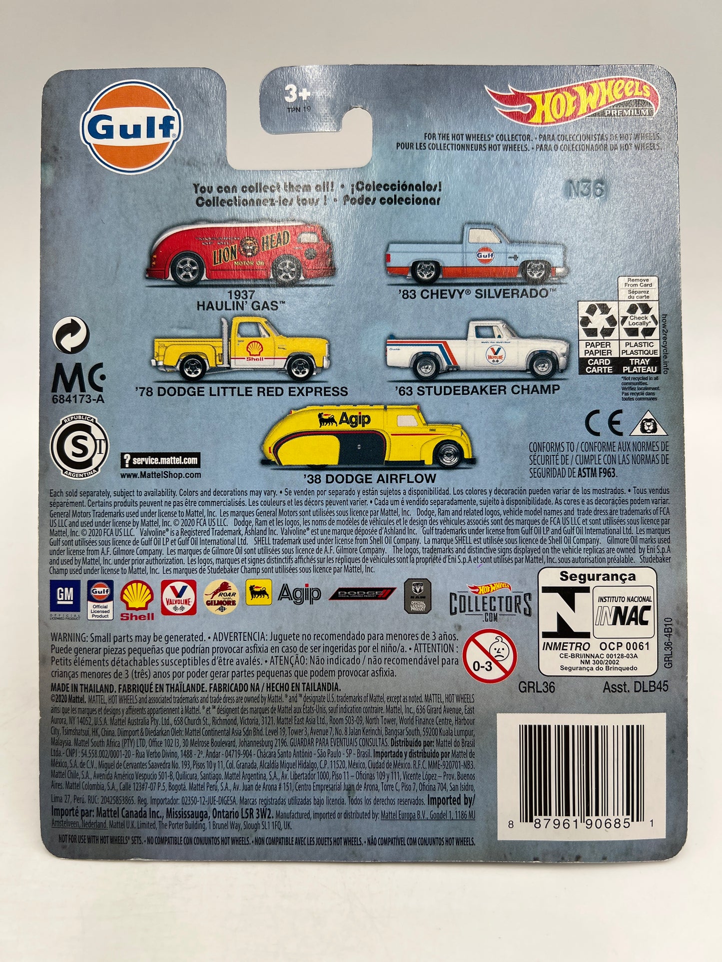Hot Wheels Premium Vintage Oil #2 83 Chevy Silverado Gulf Blue W/Protector