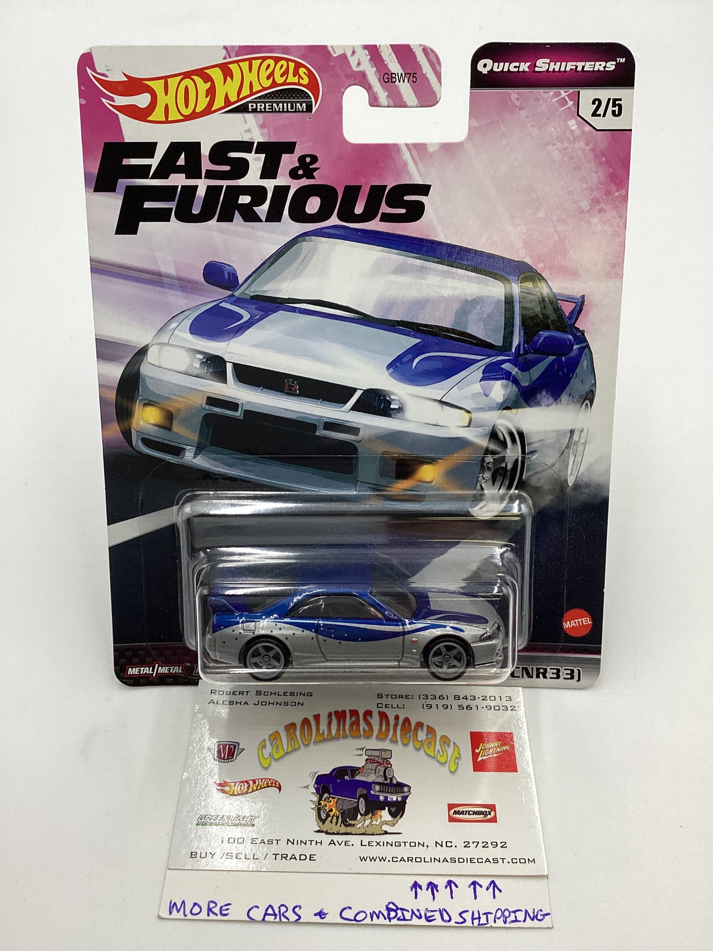 Hot Wheels Fast & Furious Quick Shifters #2 Nissan Skyline GT-R BCNR33 W/Protector