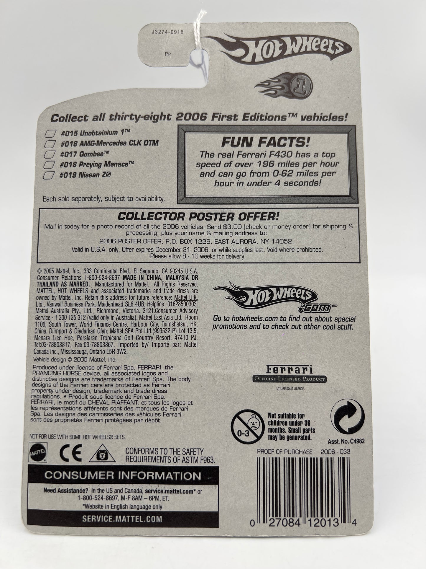 2006 Hot Wheels First Editions #33 Ferrari F430 Spider Red SR