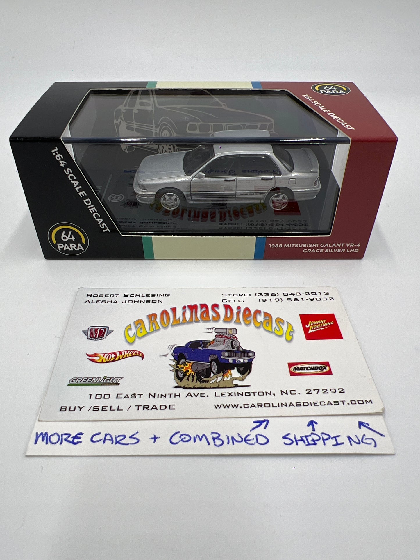 Para64 1:64 Scale Diecast Mitsubishi Motors 1988 Mitsubishi Galant VR-4 Grace Silver LHD