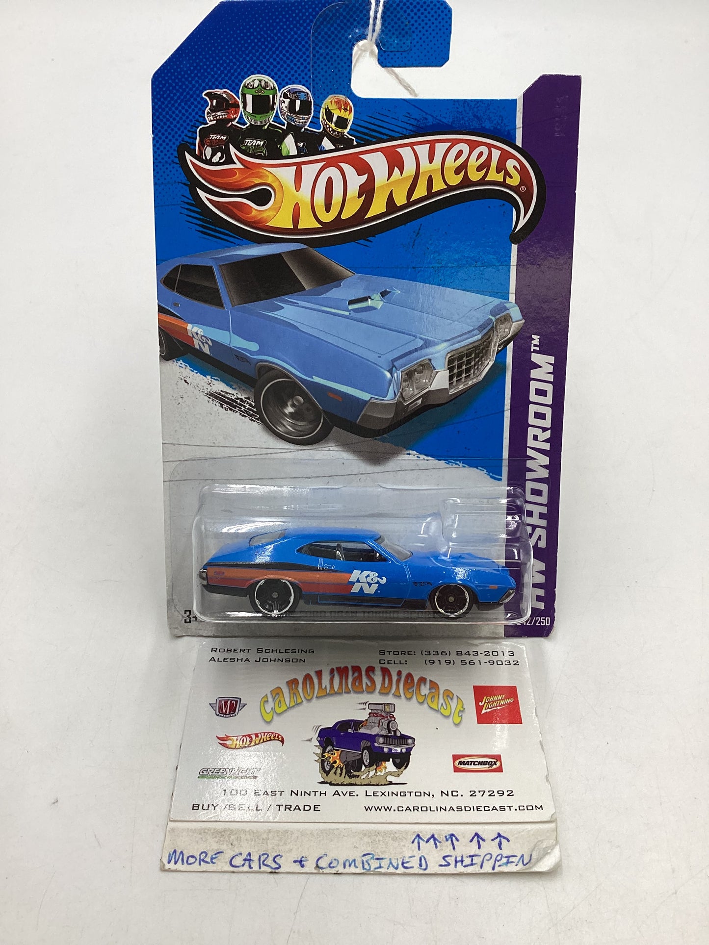 2013 Hot Wheels #242 72 Ford Gran Torino Sport Blue 19F