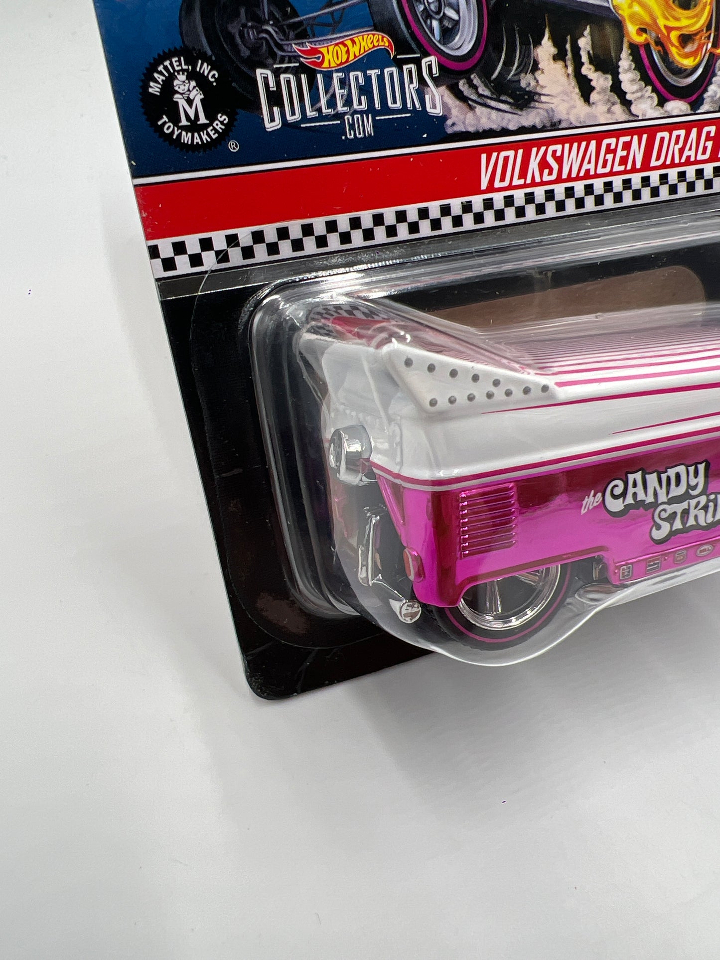 Hot Wheels RLC #19276/20000 Candy Striper Silver Logo Volkswagen Drag Bus Pink W/Protector