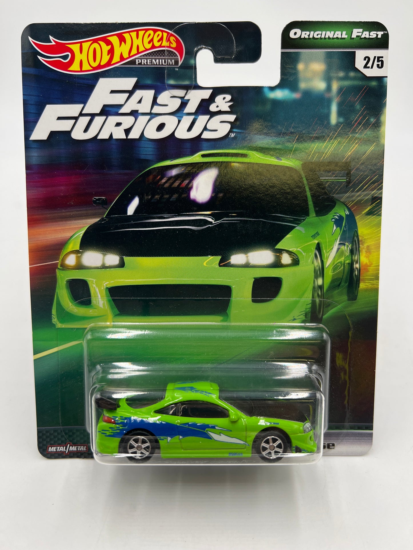 Hot Wheels Fast & Furious Original Fast #2 95 Mitsubishi Eclipse Green W/Protector