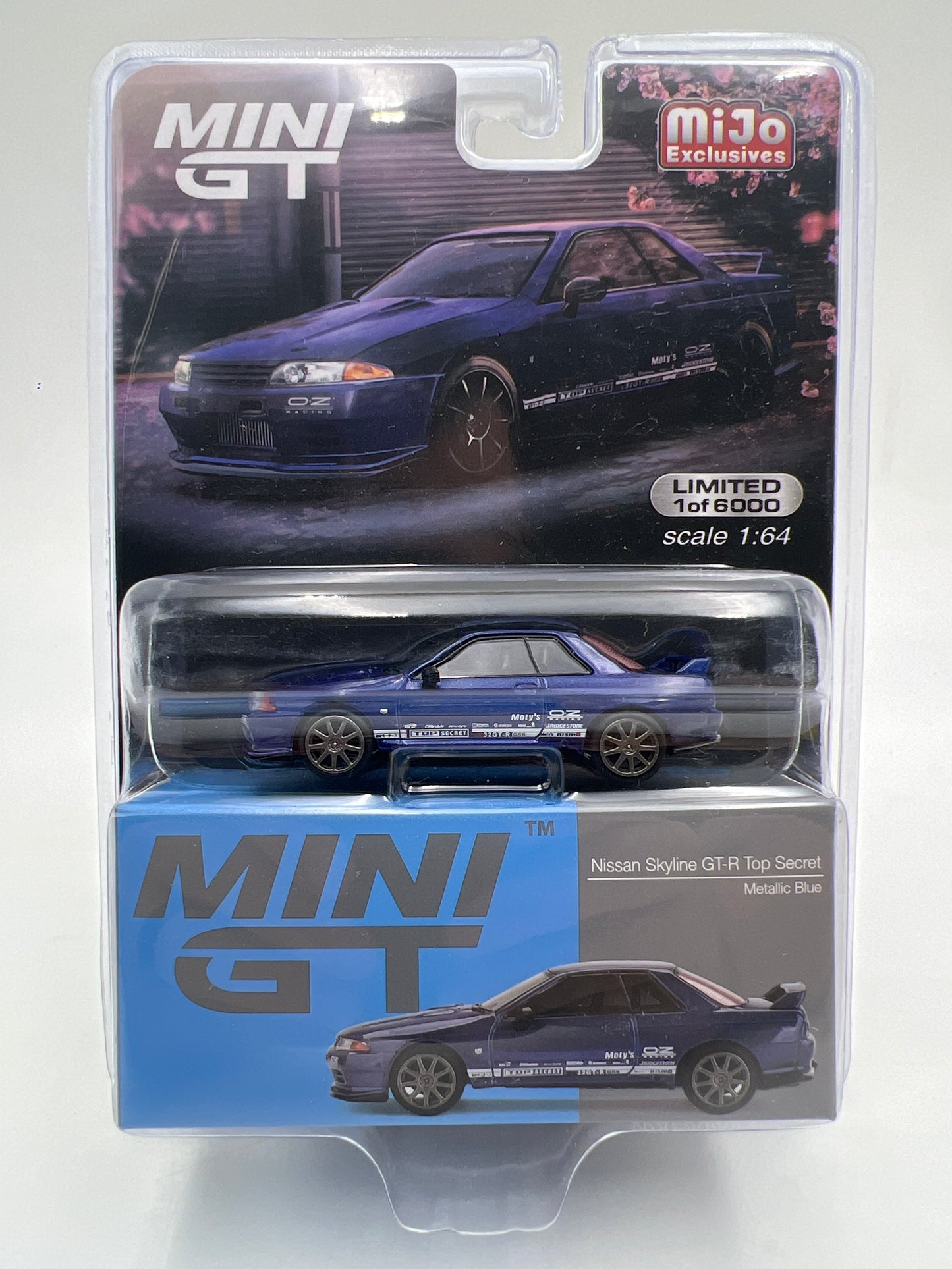 Mini GT MiJo Exclusives #589 Nissan Skyline GT-R Top Secret Blue