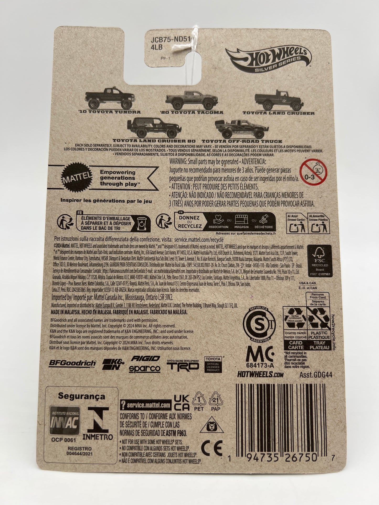 2025 Hot Wheels Silver Series Toyota Set #5 Toyota Off-Road Truck Silver 163E