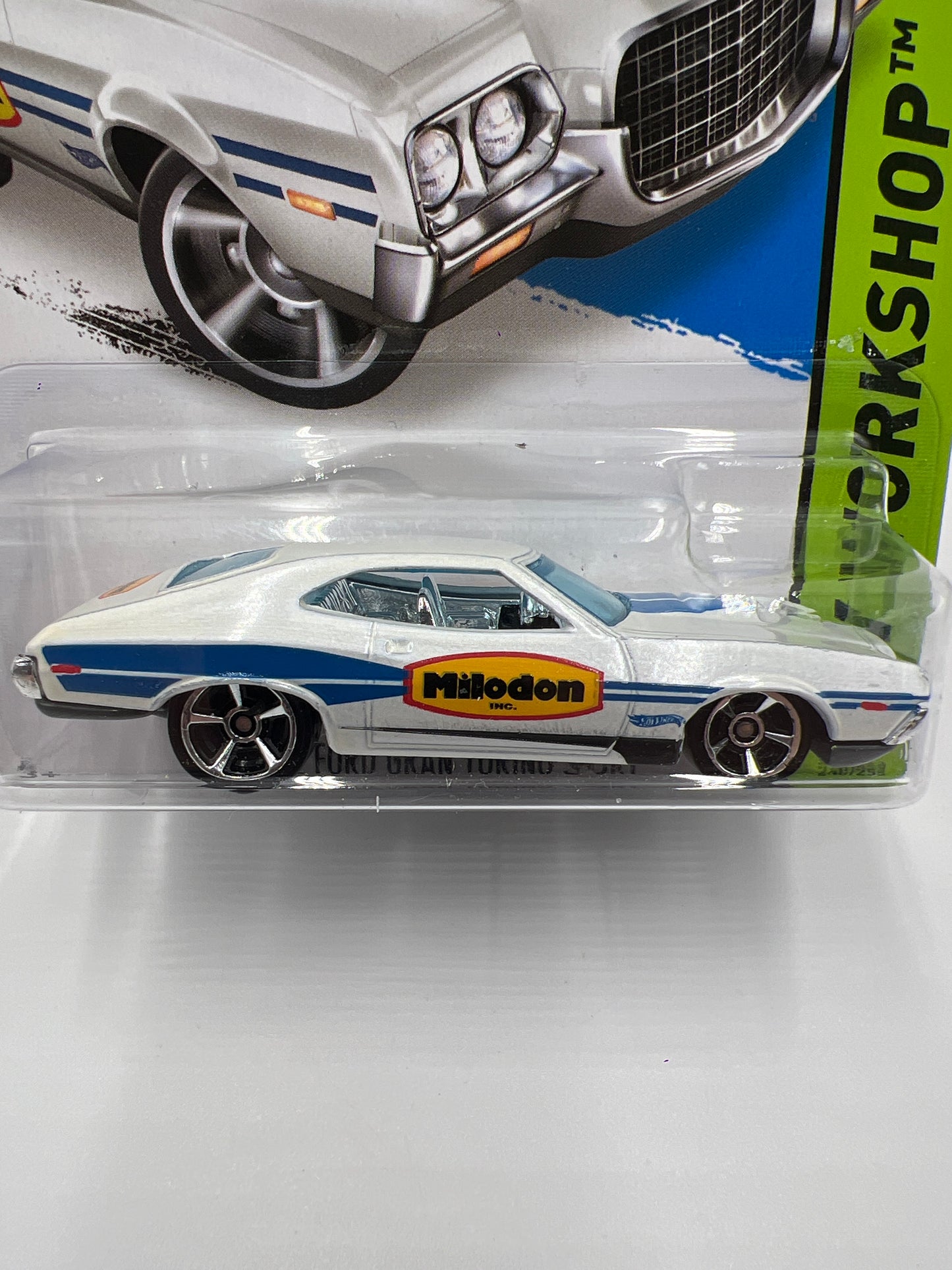 2014 Hot Wheels Workshop #248 72 Ford Gran Torino Sport Miloden White 33B