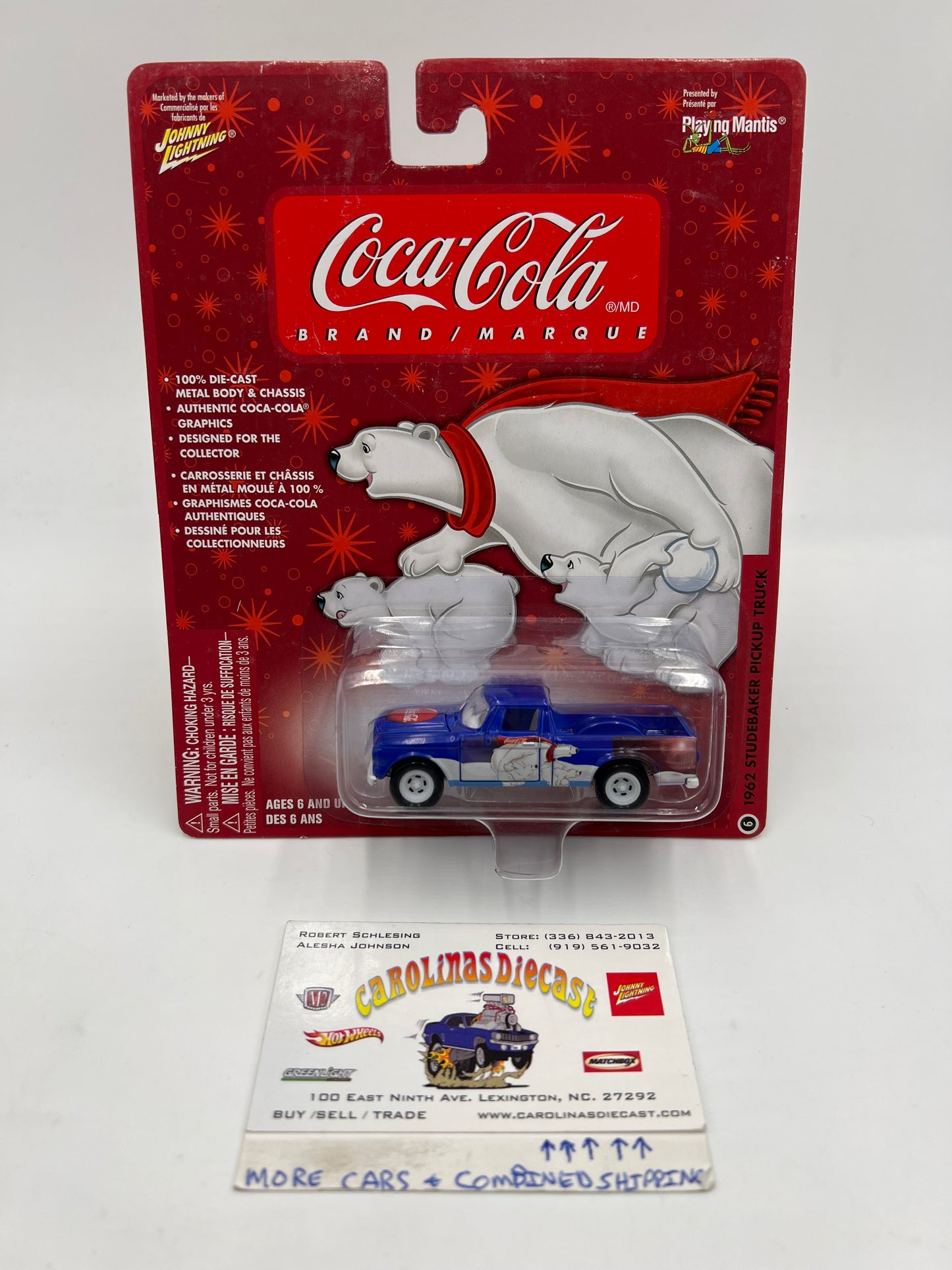 Johnny Lightning White Lightning Chase Coca Cola #6 1962 Studebaker Pickup Truck Blue W/Protector