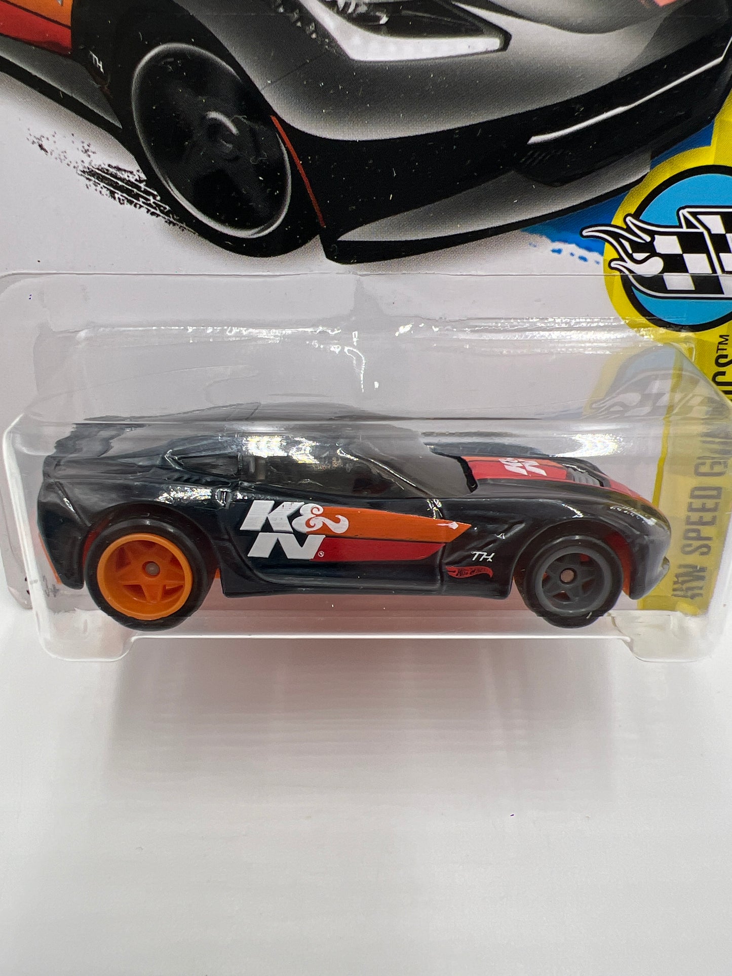 2016 Hot Wheels Super Treasure Hunt #180 14 Corvette Stingray Black K&N W/Protector