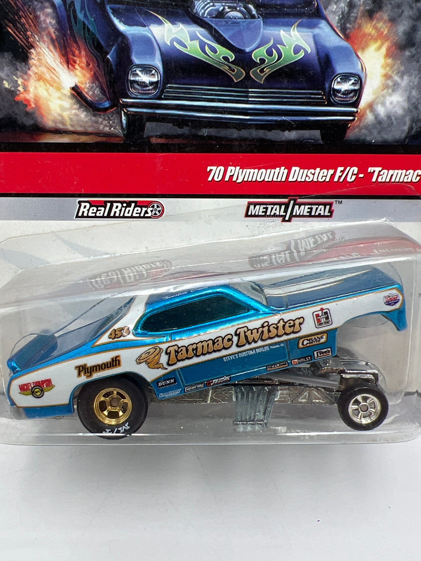 Hot Wheels Drag Strip Demons #12 70 Plymouth Duster F/C Tarmac Twister Blue W/Protector