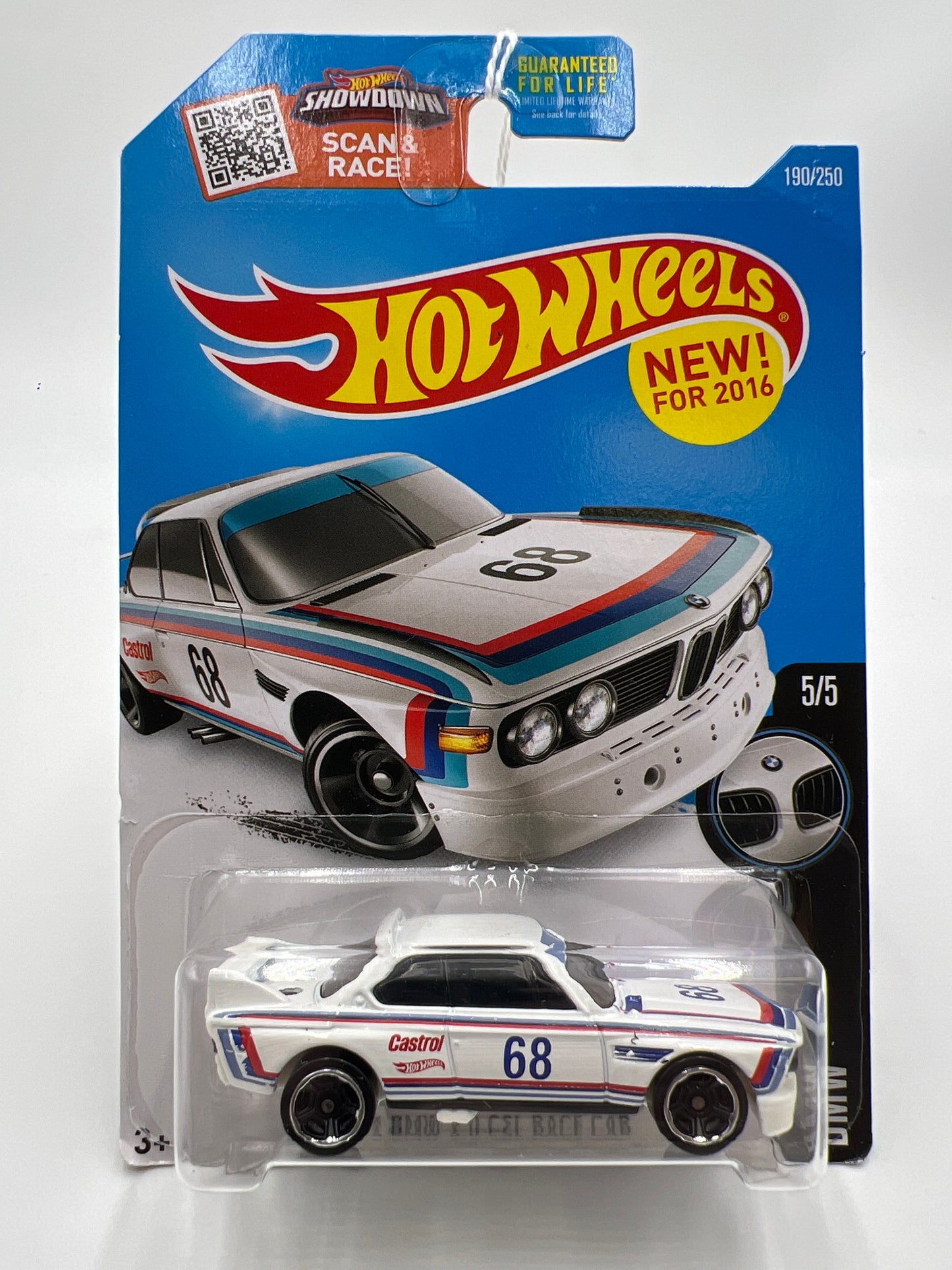 2016 Hot Wheels BMW #190 73 BMW 3.0 CSL Race Car White 108A