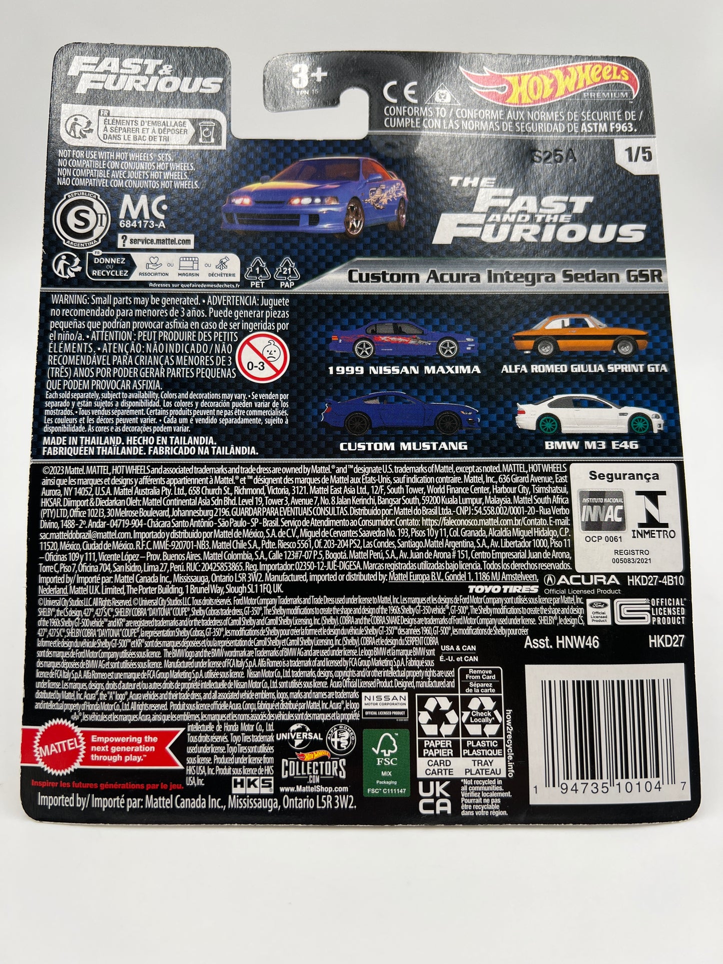 2023 Hot wheels premium fast and furious Custom Acura Integra Sedan GSR 246D