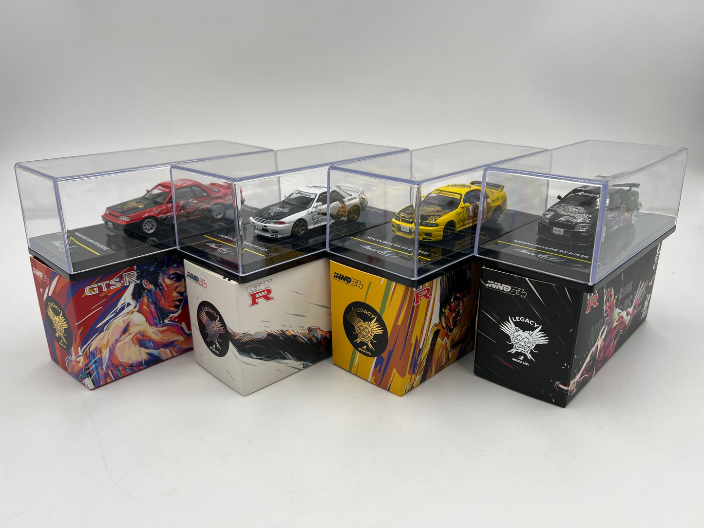 Inno64 1/64 Bruce Lee 50 Years Legacy Set Of 4 Nissan Skyline R31/R32/R33/R34