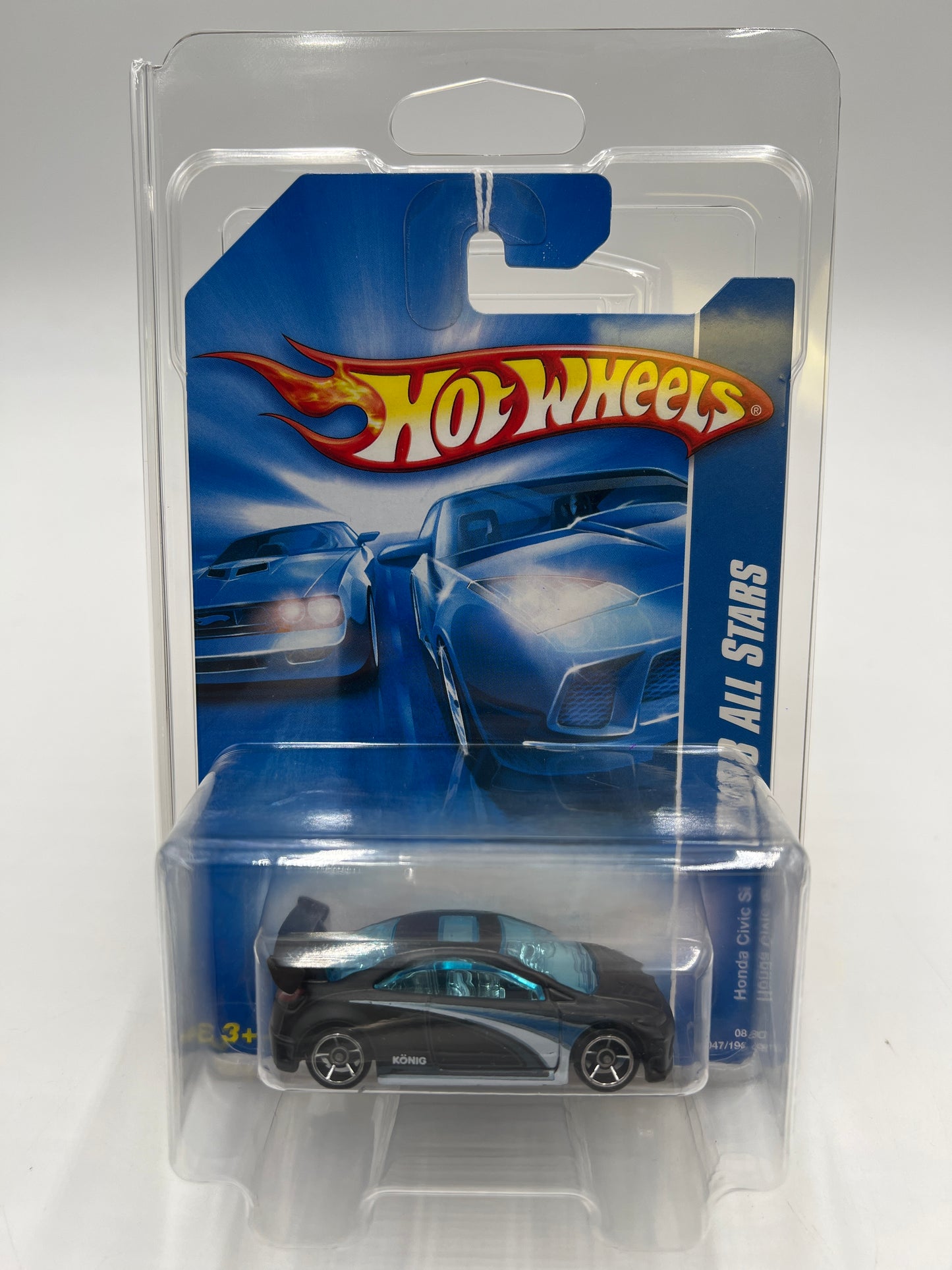 2008 Hot Wheels All Stars #47 Honda Civic Si Black HTF OH5 Wheels W/Protector