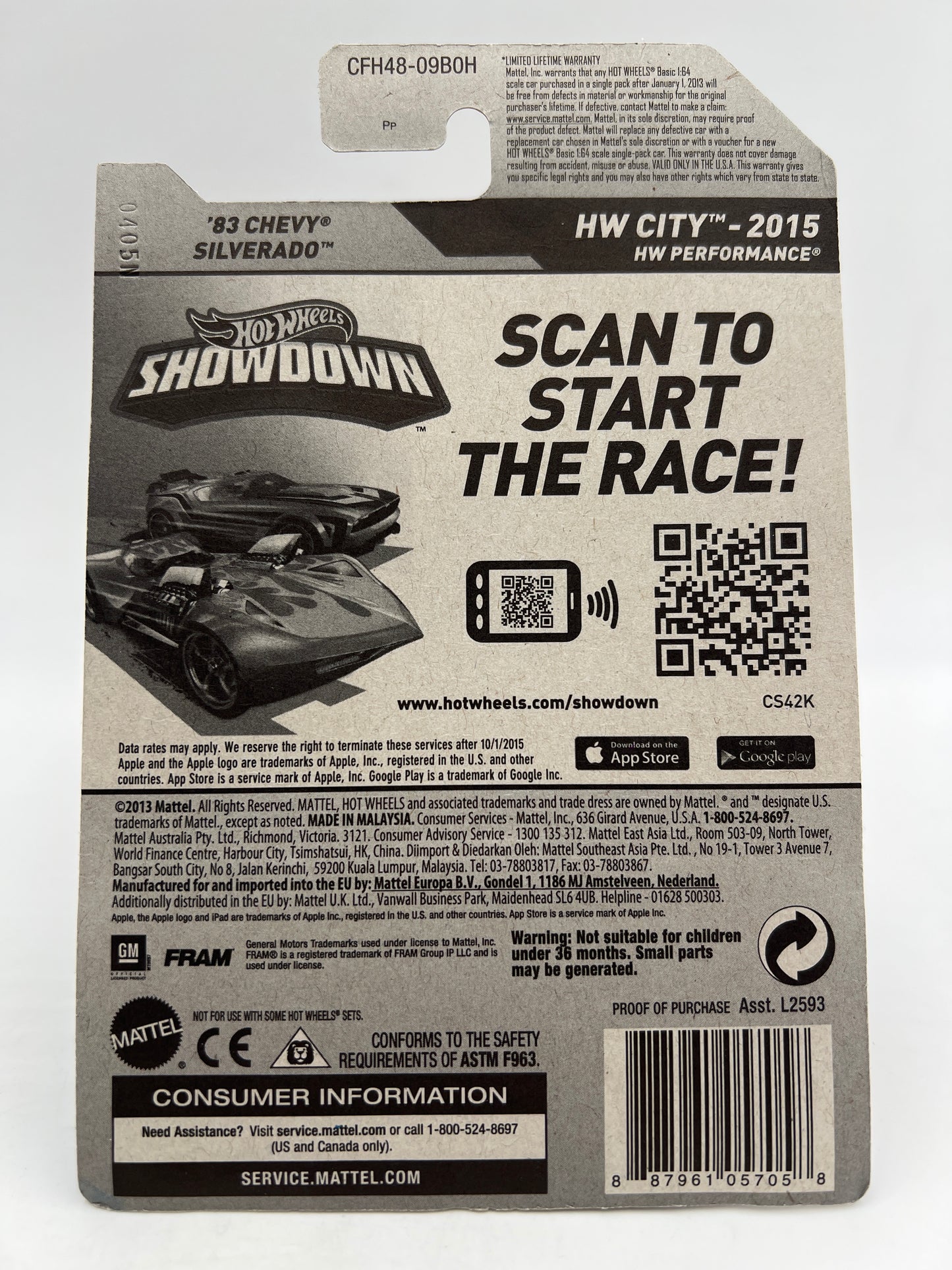 2015 Hot Wheels City #16 83 Chevy Silverado Fram Orange W/Protector 1