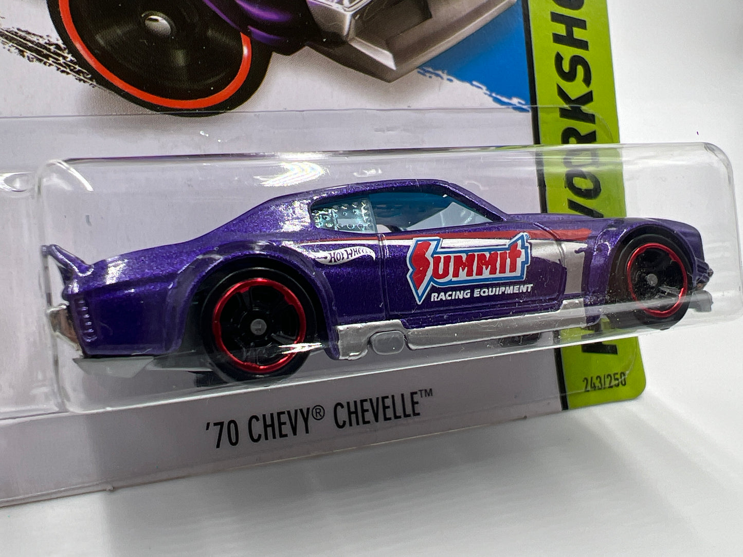 2014 Hot Wheels Workshop #243 70 Chevy Chevelle Purple Summit 2 Pack MC5/PR5 Wheel Variations W/Protector