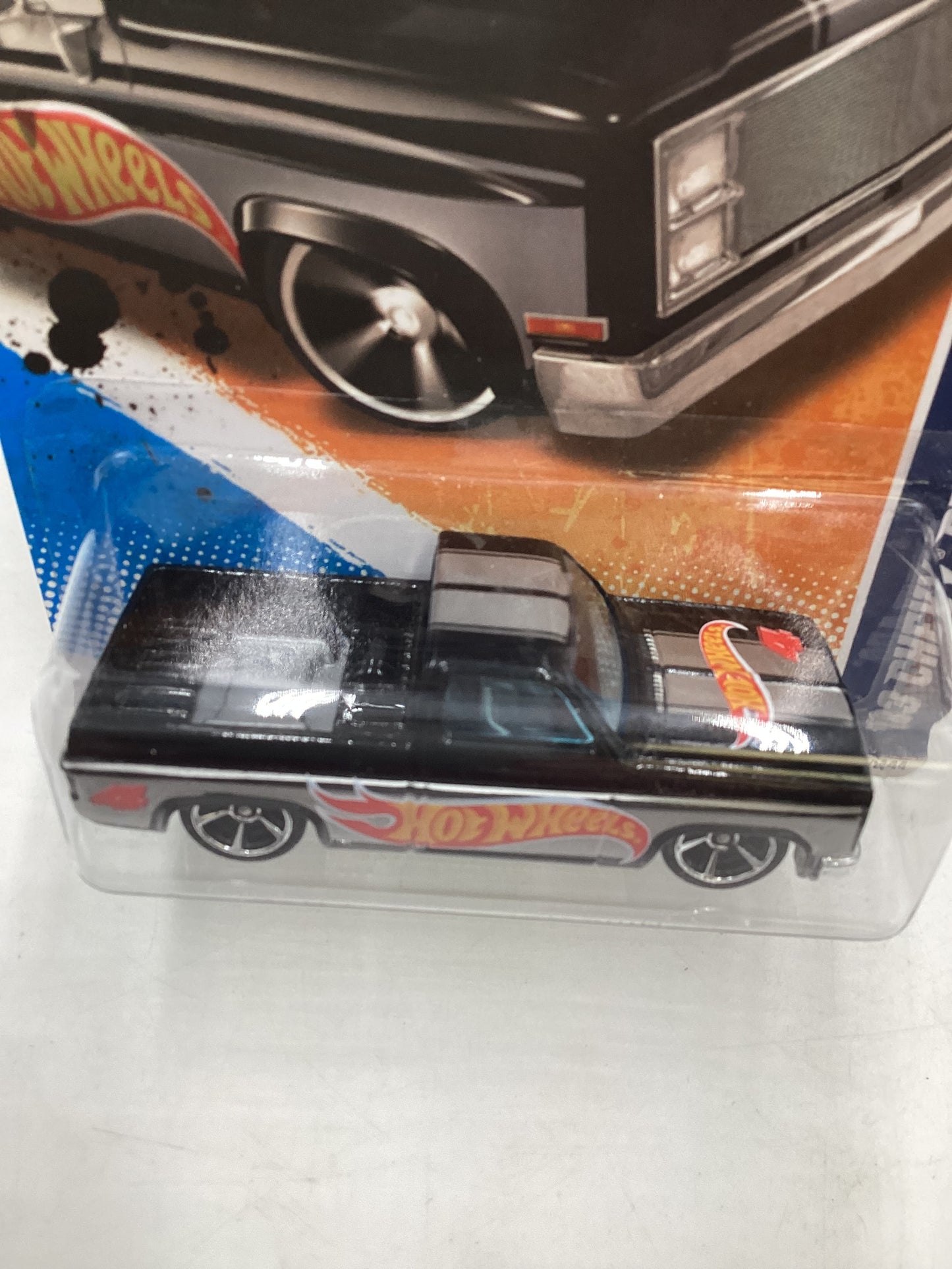 2011 Hot Wheels #156 Walmart Exclusive Black 83 Chevy Silverado with protector