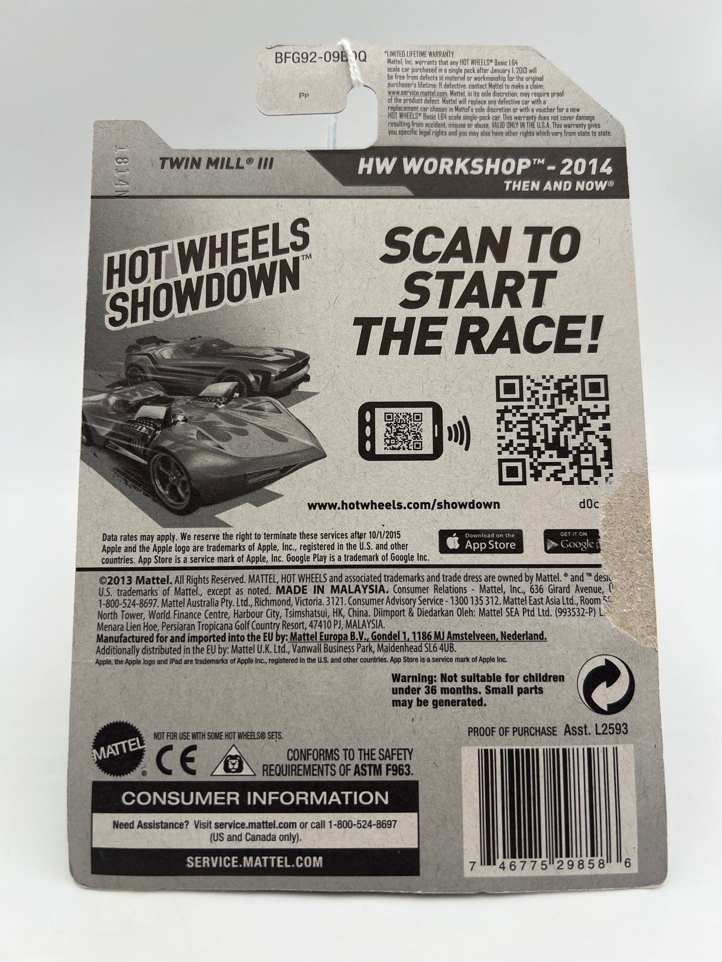 2014 Hot Wheels Walmart Exclusive Zamac 17 #226 Twin Mill III Card Not Perfect 145G