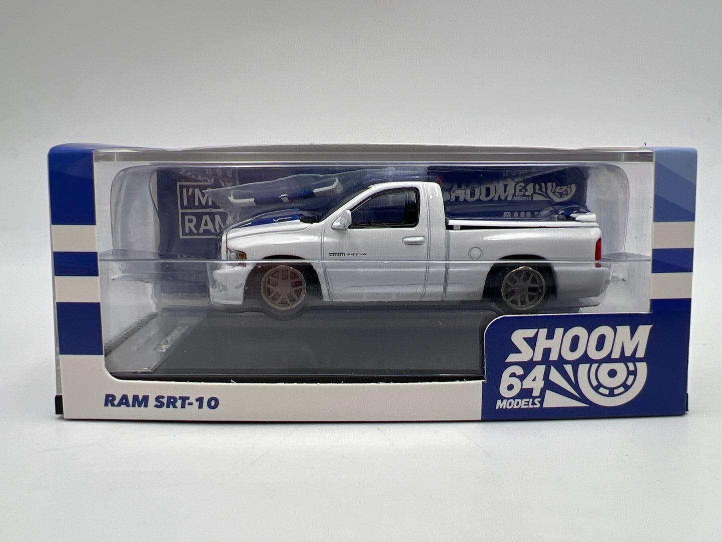 Shoom 64 Models 1:64 Dodge Ram SRT-10 White/Blue Stripes W/Accessories