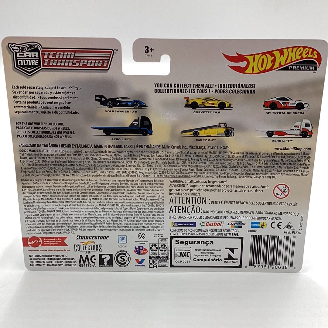 2021 HOT WHEELS CAR CULTURE  TEAM TRANSPORT CASE N CORVETTE C8.R & CARRY ON 245C