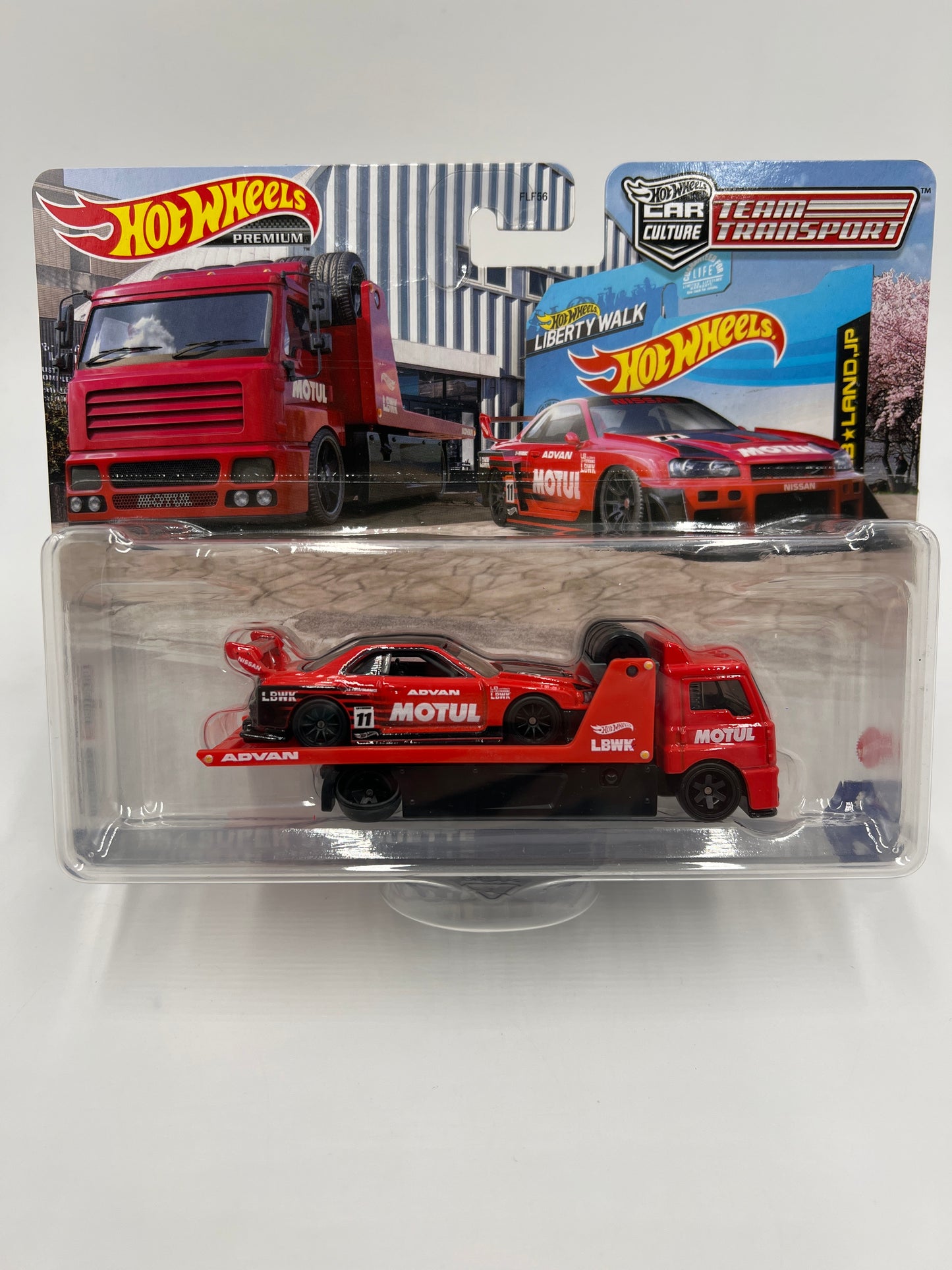 Hot Wheels Team Transport #44 Motul LB-ER34 Super Silhouette Nissan Skyline & Fleet Street W/Protector