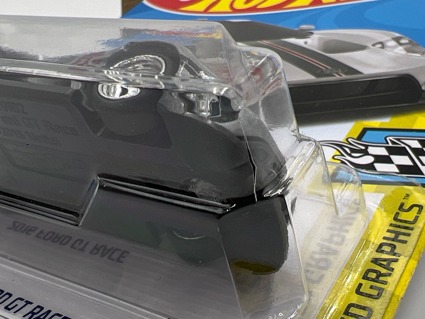 Hot Wheels 2016 Ford GT Race Silver Borla Wheel Swap Custom On Card W/Protector Cracked Blister SR