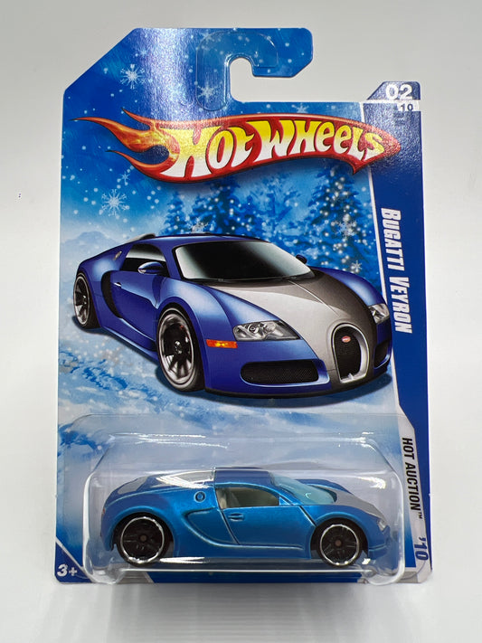 2010 Hot Wheels Target Exclusive Snowflake Card #160 Bugatti Veyron Satin Blue W/Protector