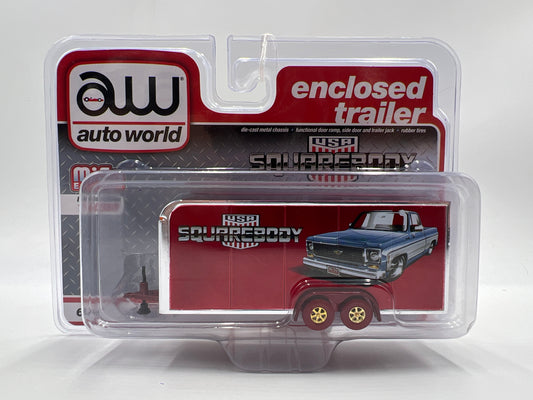Auto World Mijo Exclusives Ultra Red CHASE Squarebody USA Enclosed Trailer VHTF