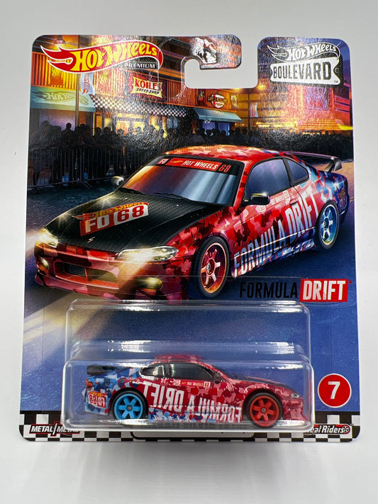 Hot Wheels Premium Boulevard #7 Nissan Silvia S15 Formula Drift W/Protector