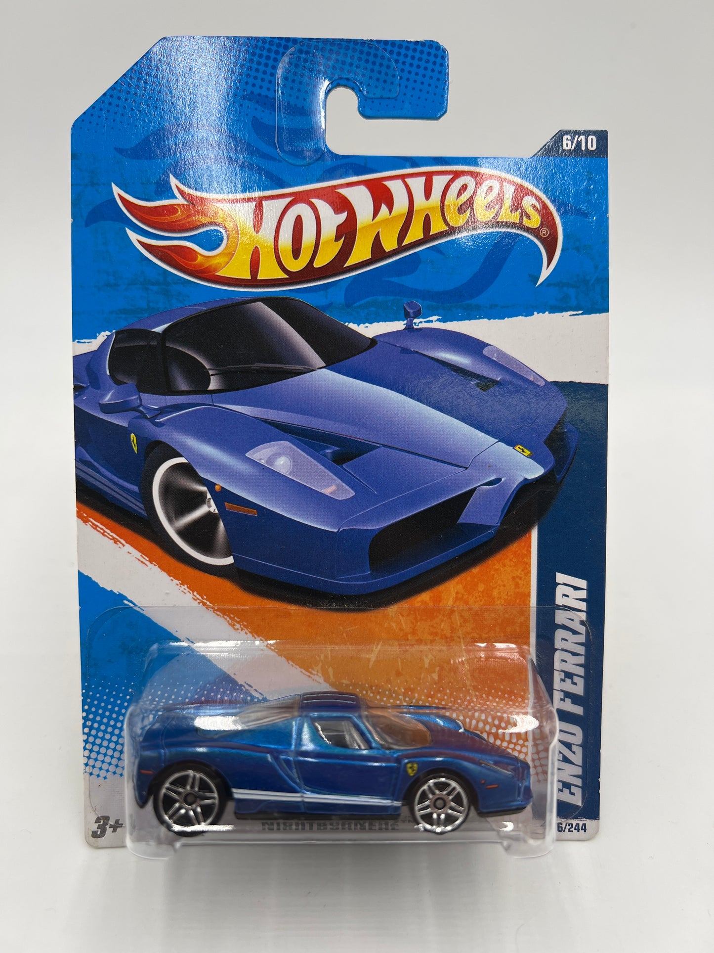 2011 Hot Wheels Nightburnerz #116 Enzo Ferrari Walmart Exclusive Blue W/Protector