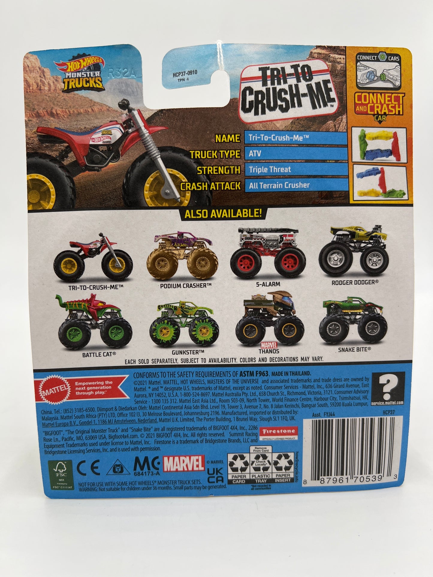 2022 Hot Wheels Monster Trucks Crash Legends #60 Tri To Crush Me 132F