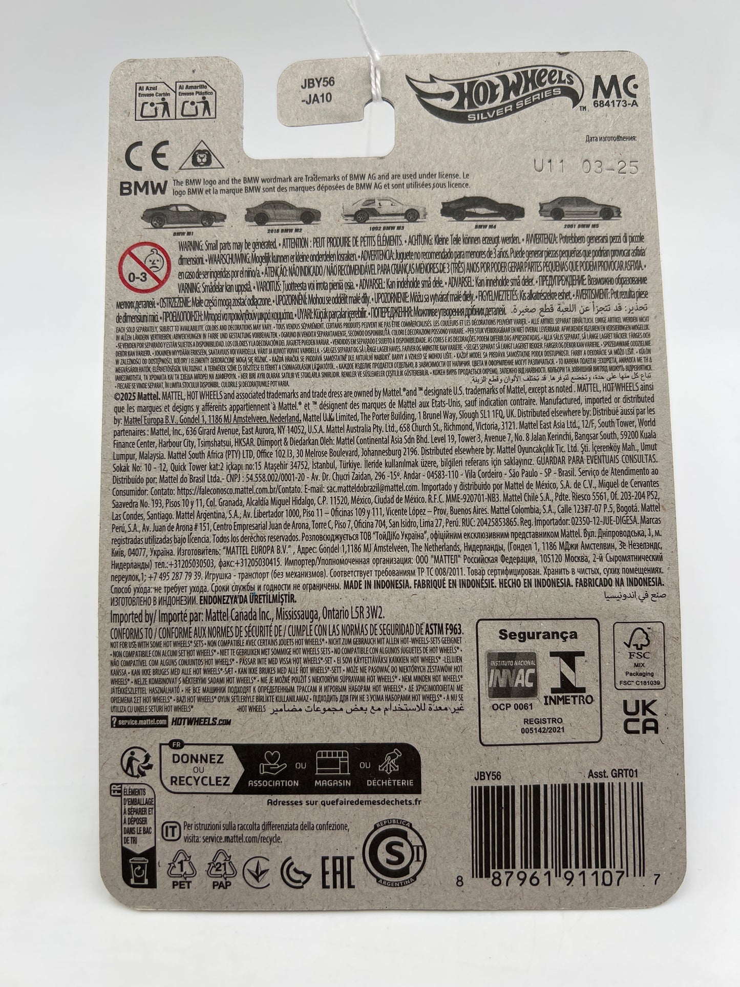 2025 Hot Wheels Silver Series BMW Set #3 1992 BMW M3 White 156K