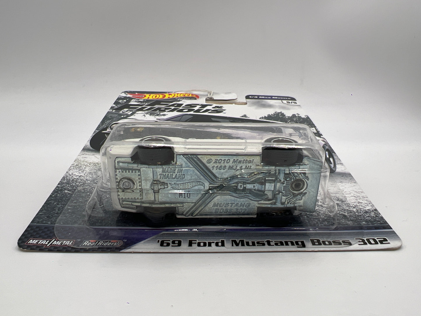 Hot Wheels Premium Fast & Furious 1/4 Mile Muscle #5 69 Ford Mustang Boss 302 White 247A
