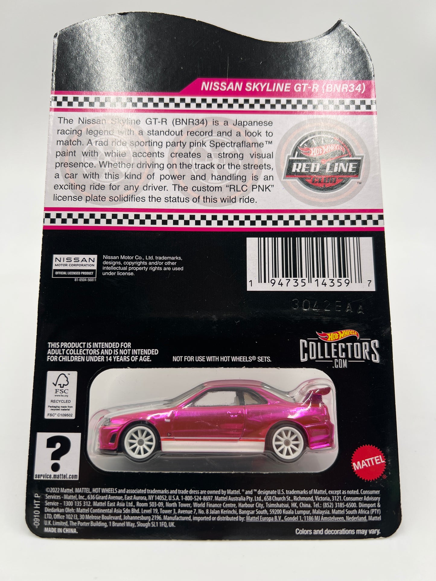 2023 Hot Wheels RLC Club Exclusive Nissan Skyline GT-R BNR34 Pink W/Protector