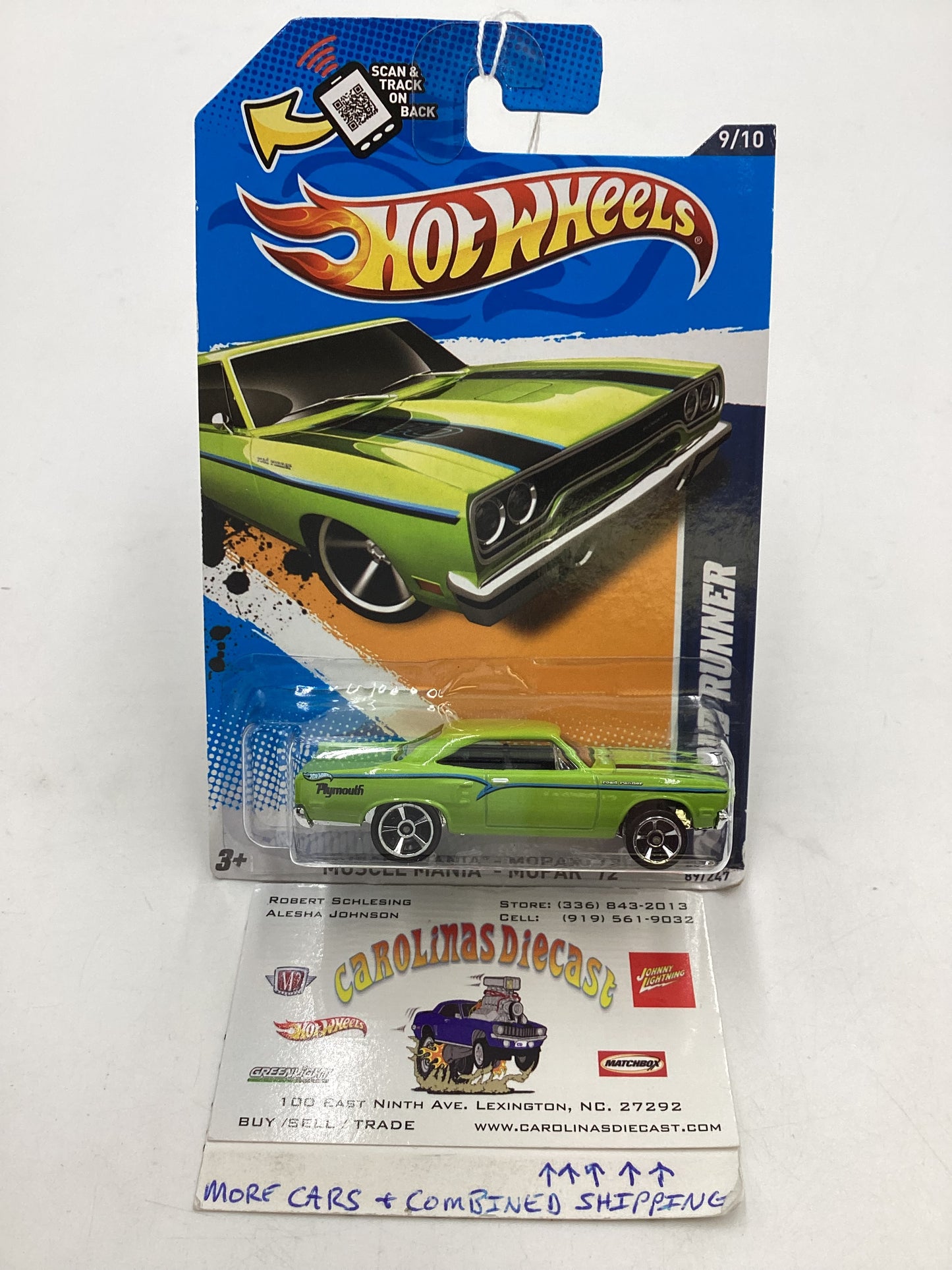 2012 Hot Wheels Muscle Mania Mopar #89 70 Road Runner Lime Green 39E