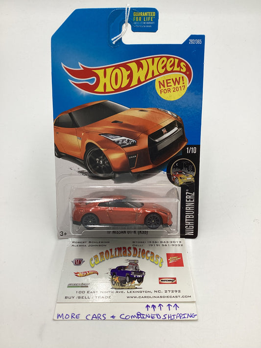 2017 Hot wheels #282 17 Nissan GT-R (R35) Orange 82C