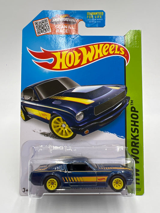 2015 Hot Wheels Super Treasure Hunt #242 65 Mustang 2+2 Fastback Blue W/Protector