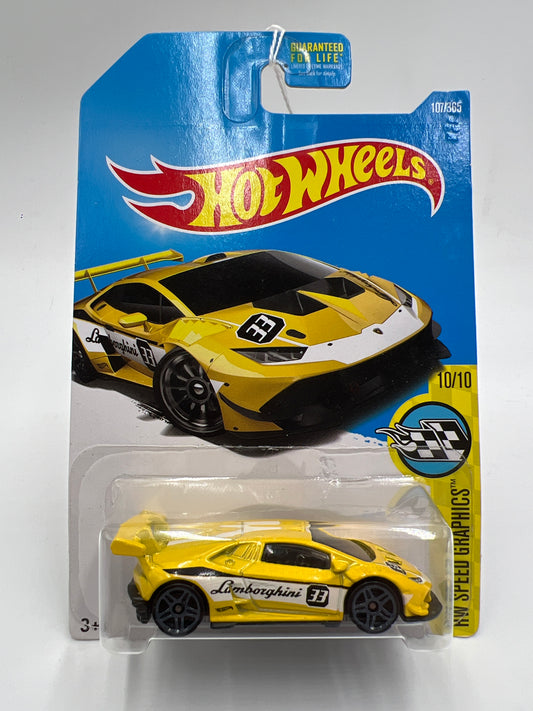 2017 Hot Wheels Speed Graphics #107 Lamborghini Huracan LP 620-2 Super Trofeo Yellow 102C