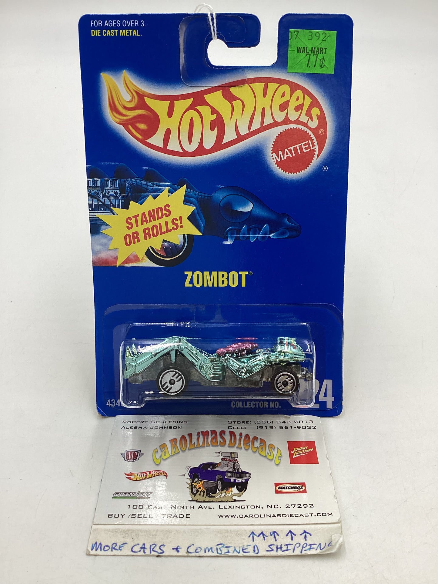 Hot Wheels Blue Card Collector No. 224 Zombot Light Blue UH Chrome Wheels 240G