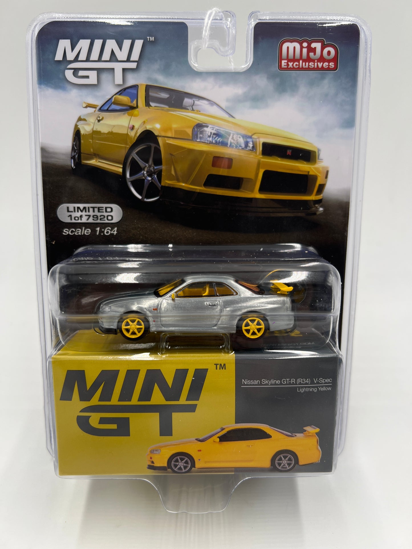 Mini GT Mijo Exclusives #762 CHASE Nissan Skyline GT-R R34 V-Spec Yellow