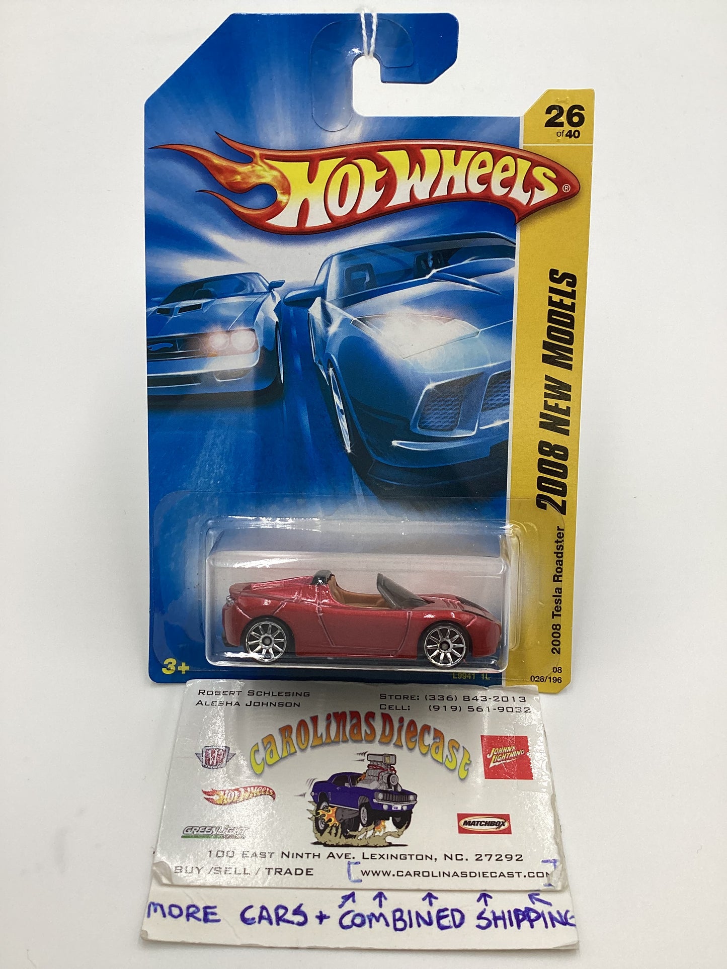 2008 Hot Wheels #026 2008 Tesla Roadster Red 48D