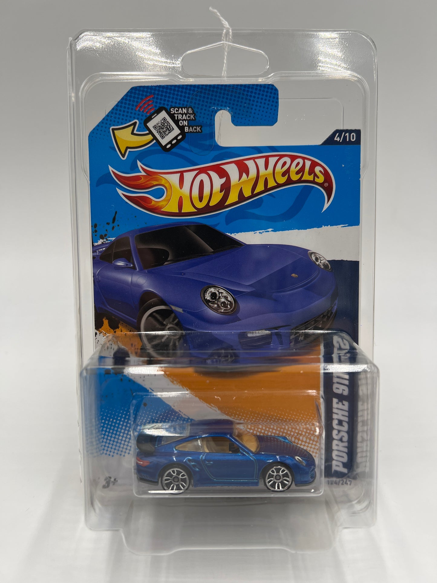 2012 Hot Wheels All Stars #124 Porsche 911 GT2 Blue W/Protector