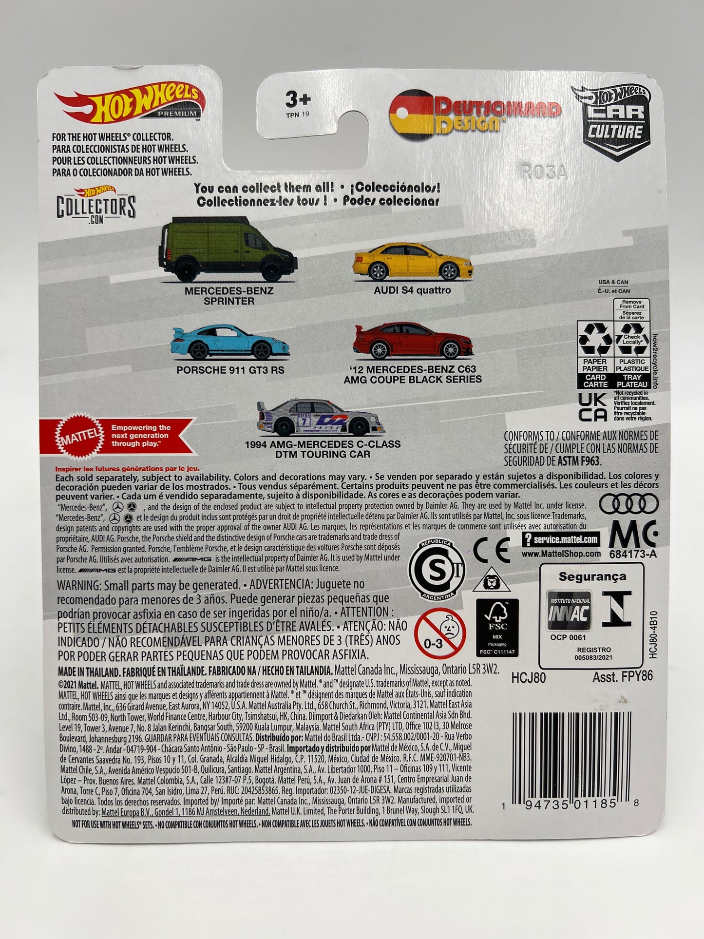 Hot Wheels Premium Deutschland Design #5 1994 AMG-Mercedes C-Class DTM Touring Car Silver 253D