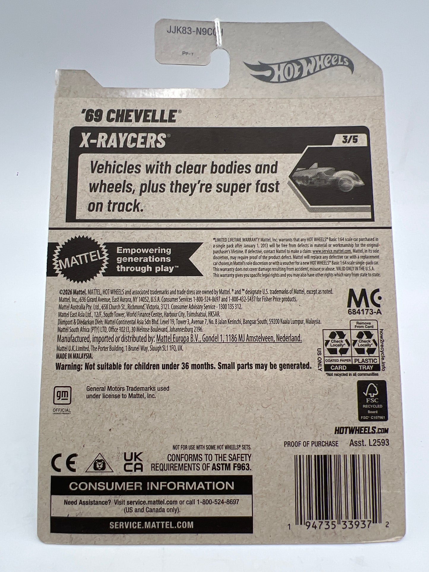 2026 Hot Wheels H Case #53 69 Chevelle Green 14H
