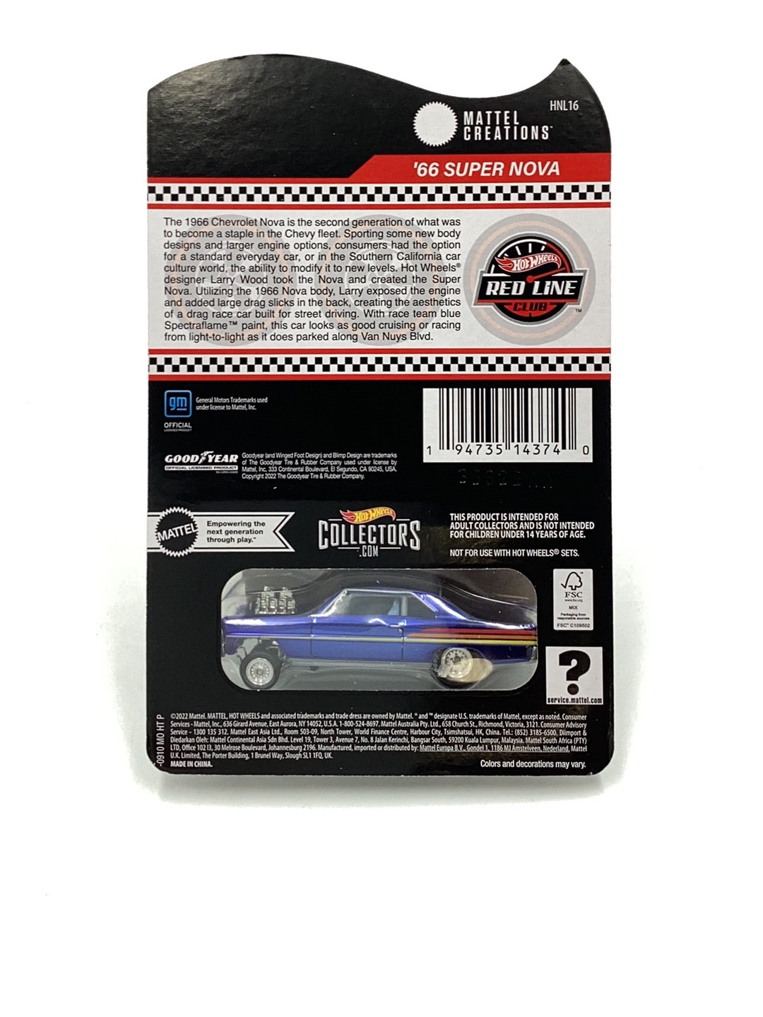 2022 Hot wheels redline club 66 Super Nova Real Riders with protector