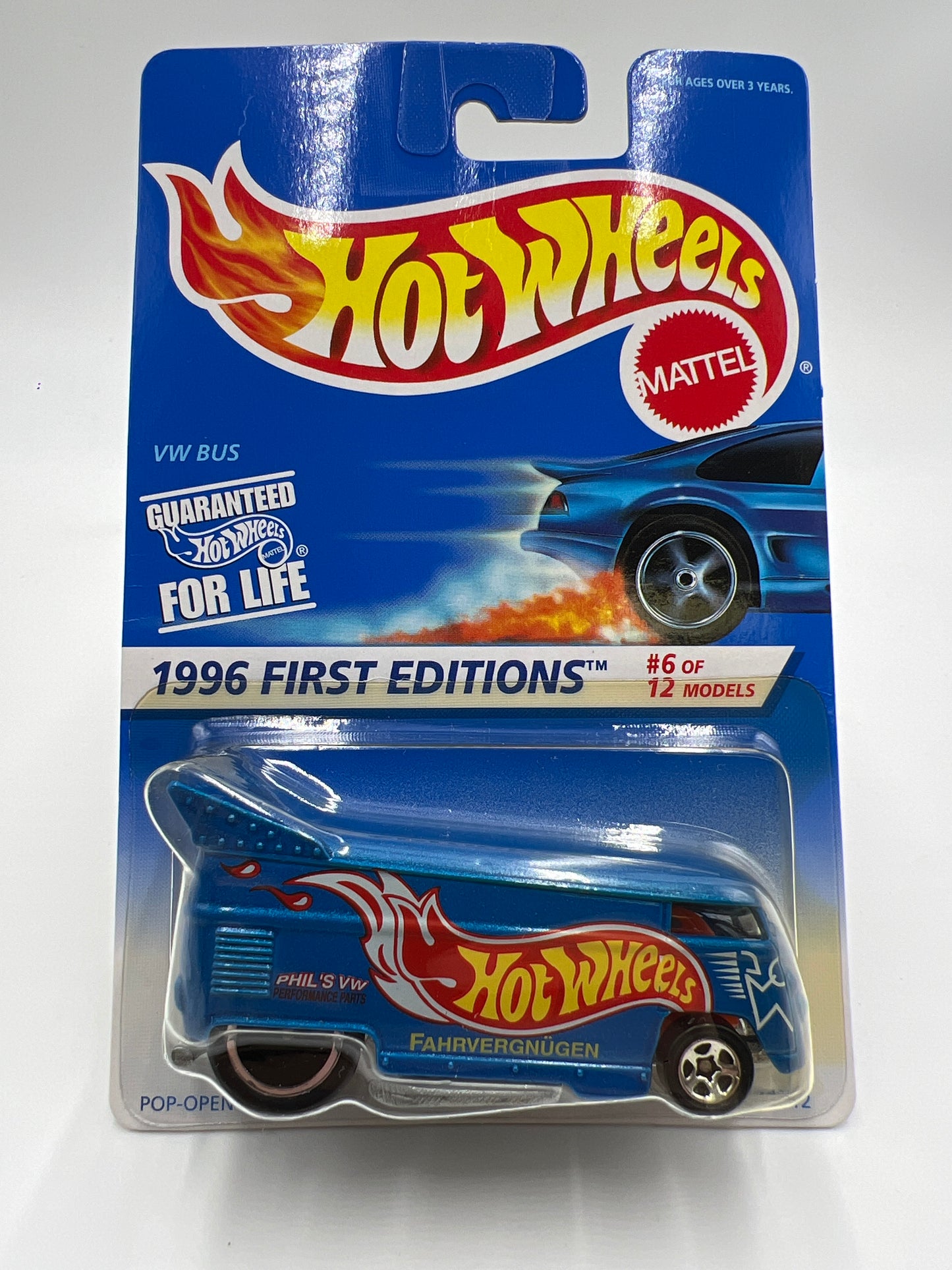 1998 Hot Wheels 30th Anniversary #6 1996 First Editions VW Bus Blue W/Protector