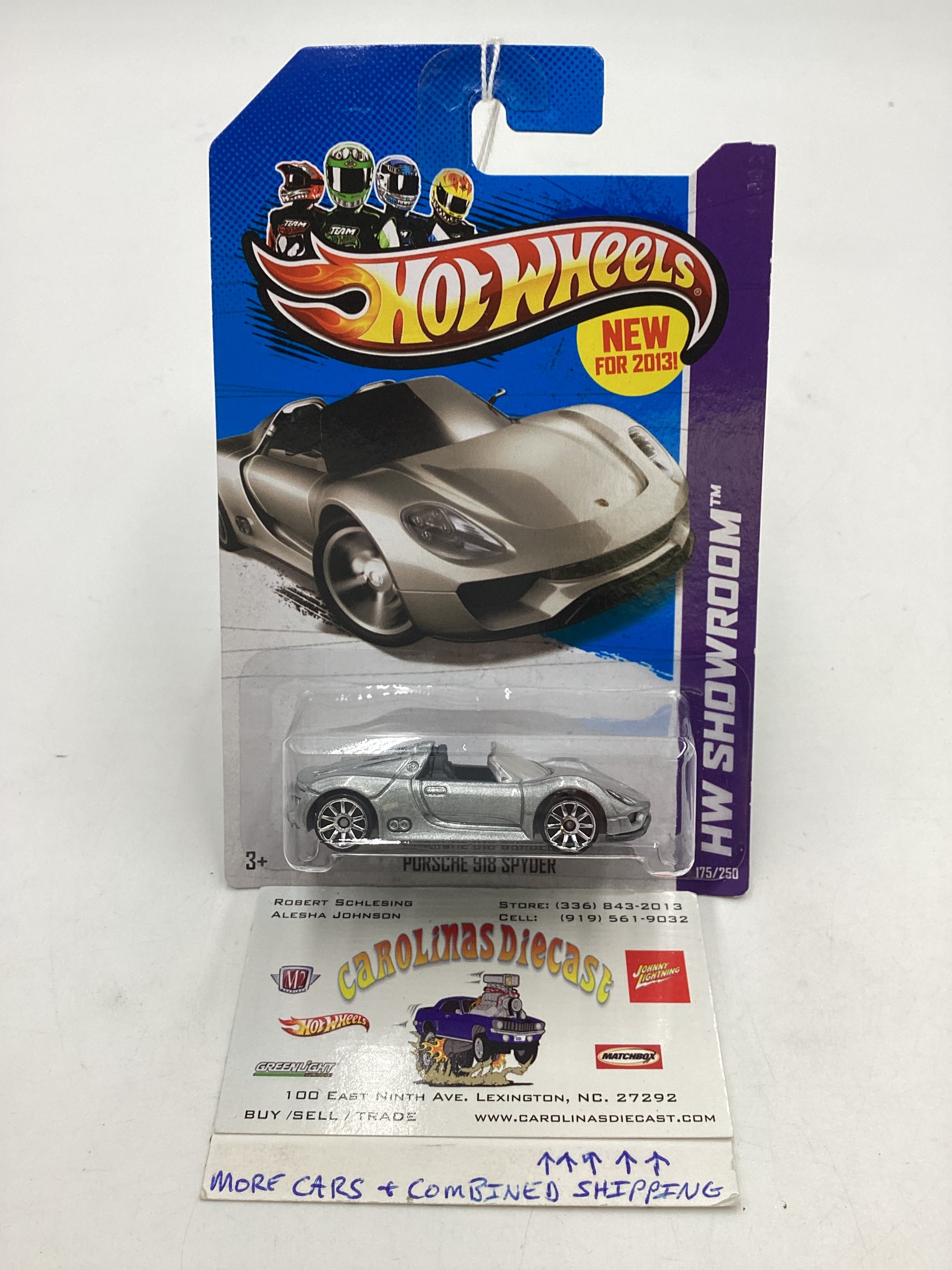2013 Hot Wheels Showroom #175 Porsche 918 Spyder Silver 99E