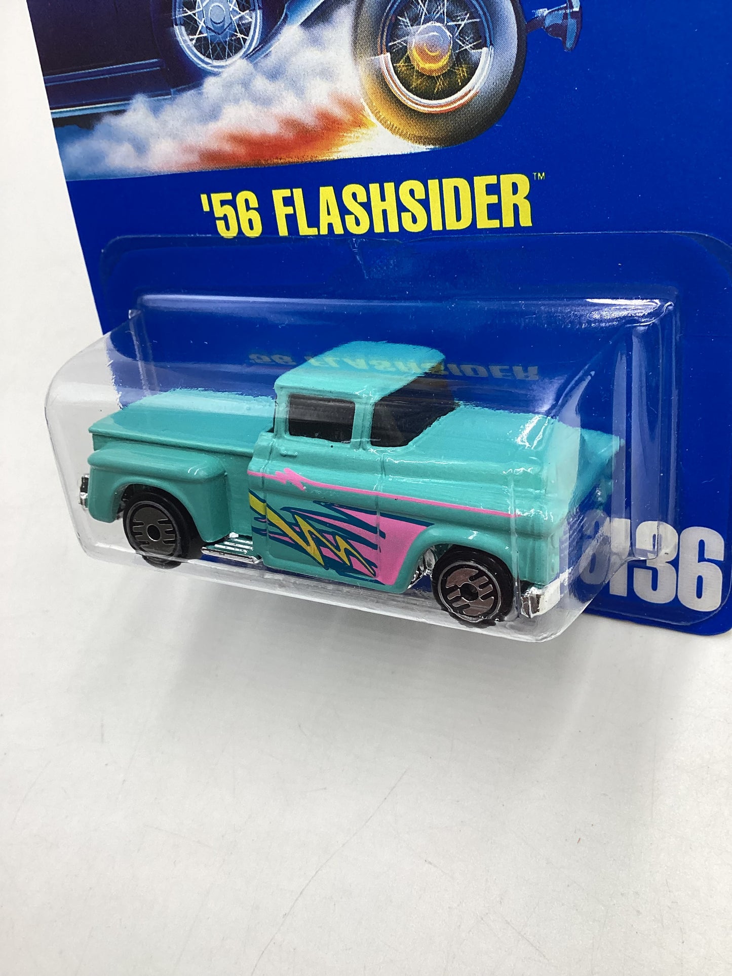 Hot Wheels Blue Card Collector No. 136 56 Flashsider Light Blue UH Chrome Wheels