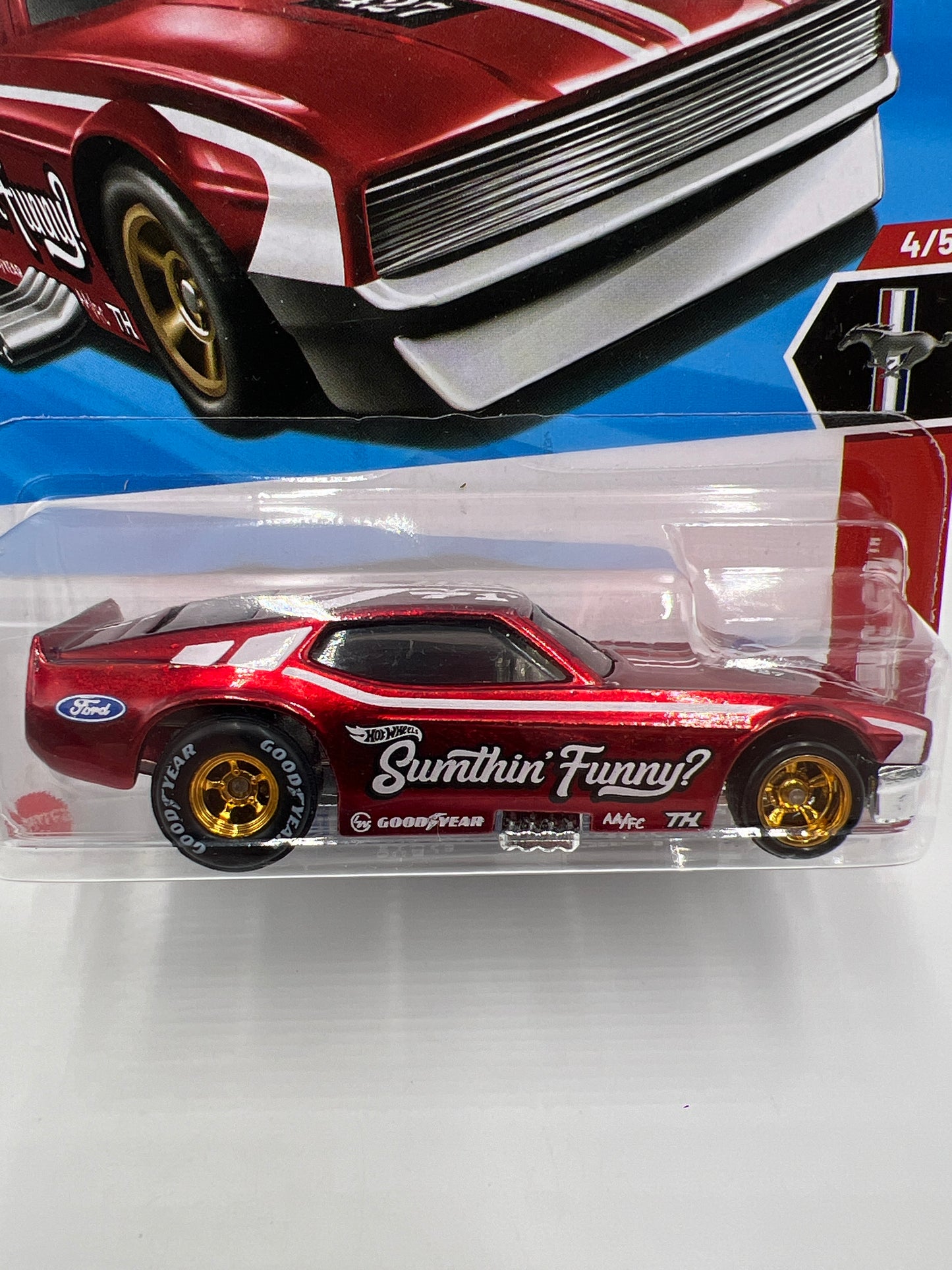2025 Hot Wheels Super Treasure Hunt #175 71 Mustang Funny Car Red W/Protector